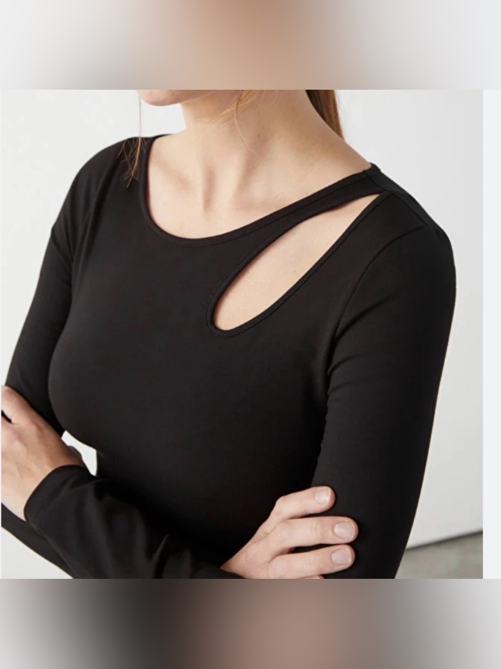 & Other Stories Long-Sleeve Asymmetrical Cutout Bodysuit